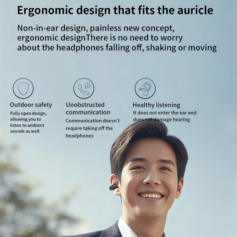 Nuevos auriculares Bluetooth con Clip estéreo de conducción ósea, auriculares inalámbricos, Mini auriculares TWS, auriculares deportivos impermeables para llamadas HD - imagen 4