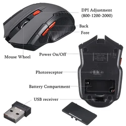 Ratón inalámbrico óptico 2,4 GHz USB para ordenador