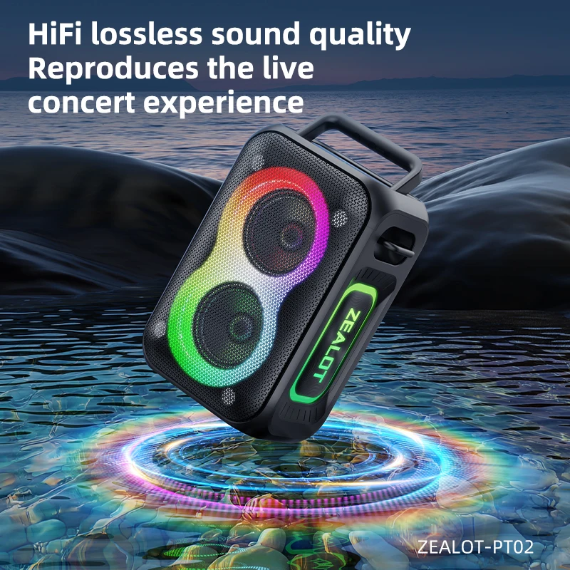 ZEALOT PT02 Altavoz de fiesta inalámbrico de 60 W con luces RGB - Altavoz portátil de audio Hi-Fi de 8000 mAh con batería de larga duración - imagen 5
