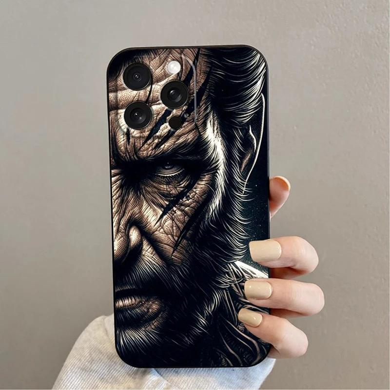 Marvel Deadpool Lobezno película para iPhone 15 14 13 12 11 XS XR X 8 7 SE Pro Max Plus Mini funda negra para teléfono - imagen 2