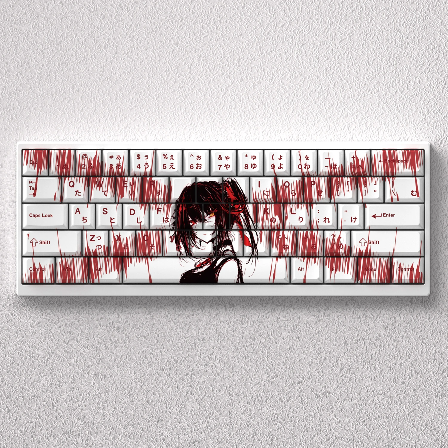 Teclas PBT para teclado mecánico, 73 teclas, altura de cereza, sublimación de tinte, Tokisaki Kurumi, japonés 60 65 68, diseño Anne Pro 2