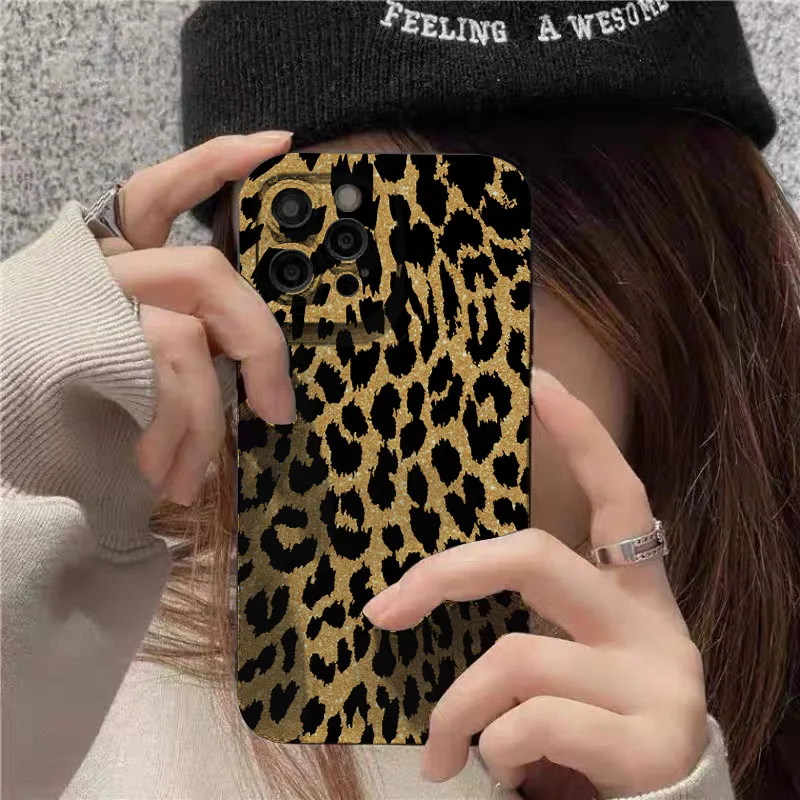 Para iPhone 17 16 15 14 13 12 11 Pro Max Funda de silicona con estampado de leopardo para iPhone XS Max XR X 7 8 Plus 16e 17 Air Funda suave - imagen 4
