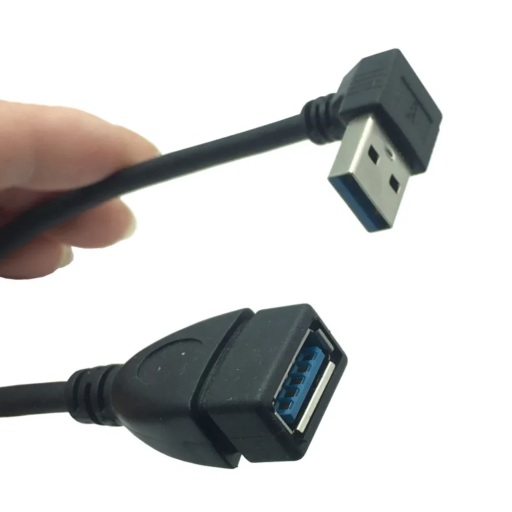 Adaptador de extensión USB 2,0 A macho A USB hembra, cable negro, 20cm, 90 grados arriba, abajo, izquierda y derecha - imagen 2