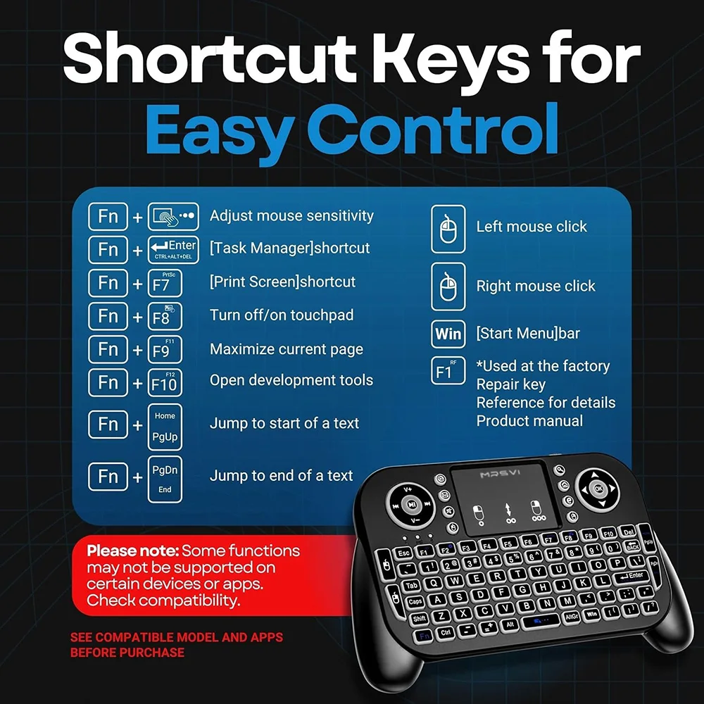 MRSVI V8 Mini teclado Bluetooth + 2,4G Control remoto Touchpad ratón retroiluminado Combo para Android TV Box/portátil ventana OS - imagen 5