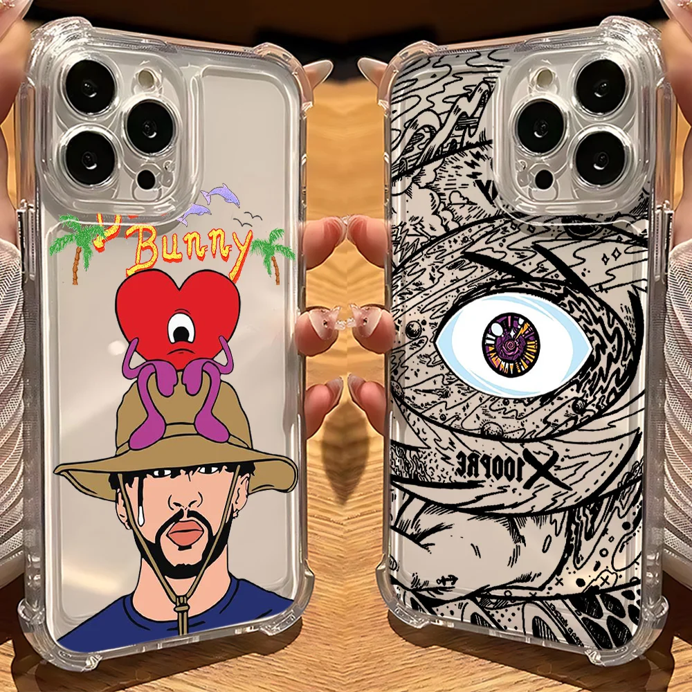 Bad Bunny X 100pre Bunny Logo funda de teléfono para IPhone 16e 16 15 14 13 12 11 Mini Pro Max X XR XSMax 8 Plus cubierta anti transparente