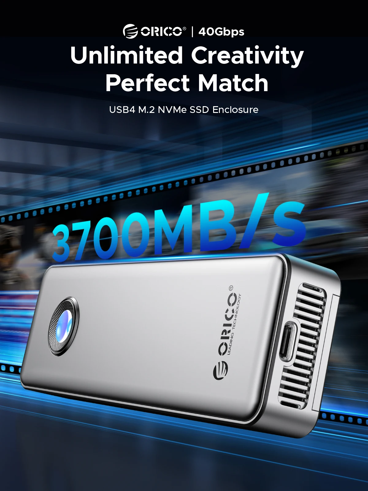 ORICO OUM2 RGB 40Gbps USB4 M.2 SSD carcasa 8TB con ventilador de refrigeración PCIe4.0 NVME carcasa de aluminio Compatible con Thunderbolt 3/4 - imagen 4