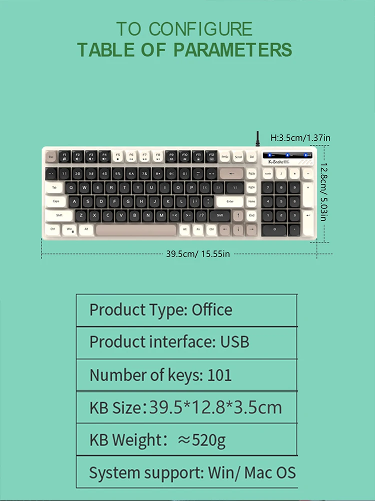 Teclado de oficina de negocios de moda, tapa de tecla esférica con suspensión de tres colores, caracteres claros y resistentes a daños, adecuado - imagen 5