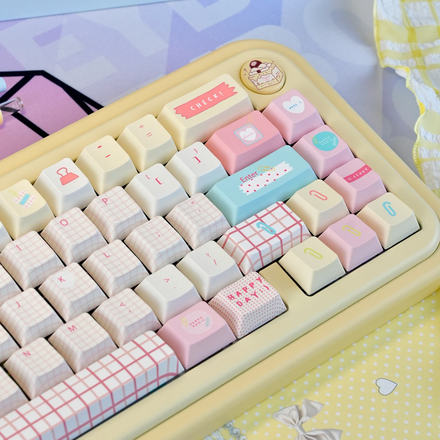 Juego de teclas con tema de cuenta manual de verano, teclas PBT PC MOA Cherry Profile personalizadas originales hechas a mano para regalo de teclado mecánico - imagen 4