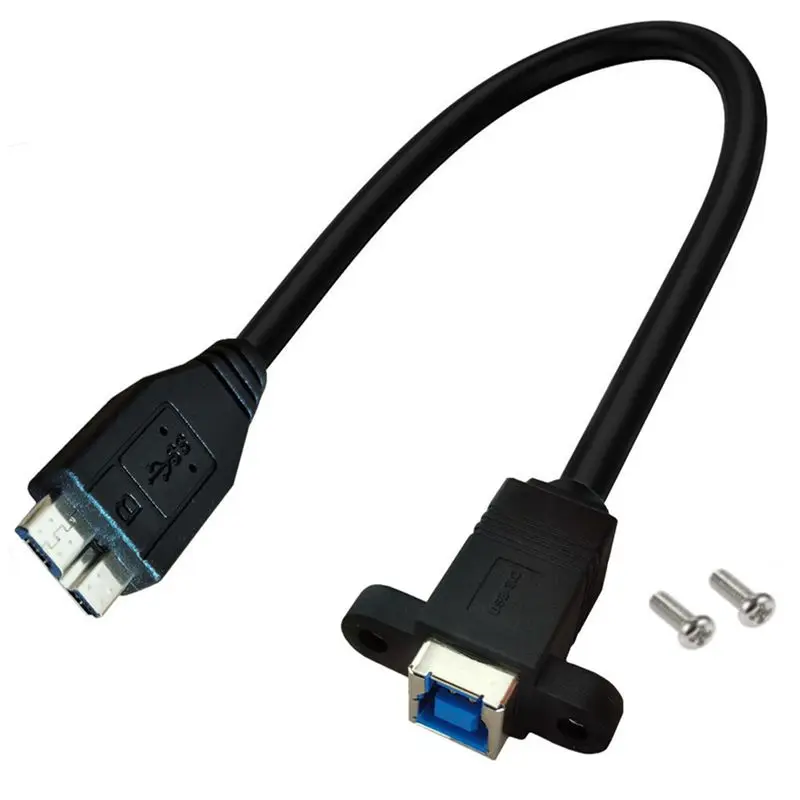 USB 3,0 MICRO B macho a BF B hembra, tornillo de bloqueo de orificio de tornillo fijo, Cable de conexión de Cable de datos - imagen 2