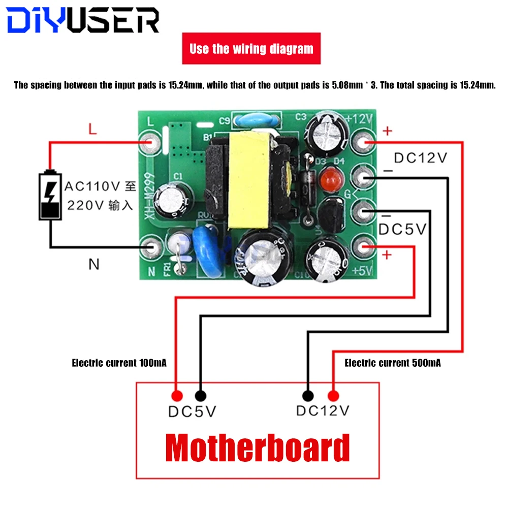 Módulo de fuente de alimentación AC-DC, convertidor aislado de salida Dual de 110V-220V a 5V 12V, 100mA, 500mA para proyectos Arduino DIY - imagen 4