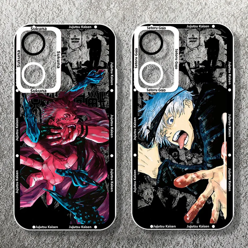 Jujutsu Kaisen Gojo Sukuna para OPPO A98 A94 A92 A78 A76 A74 A72 A58 A54 A55 A36 A15 5G Angel Eyes funda transparente para teléfono