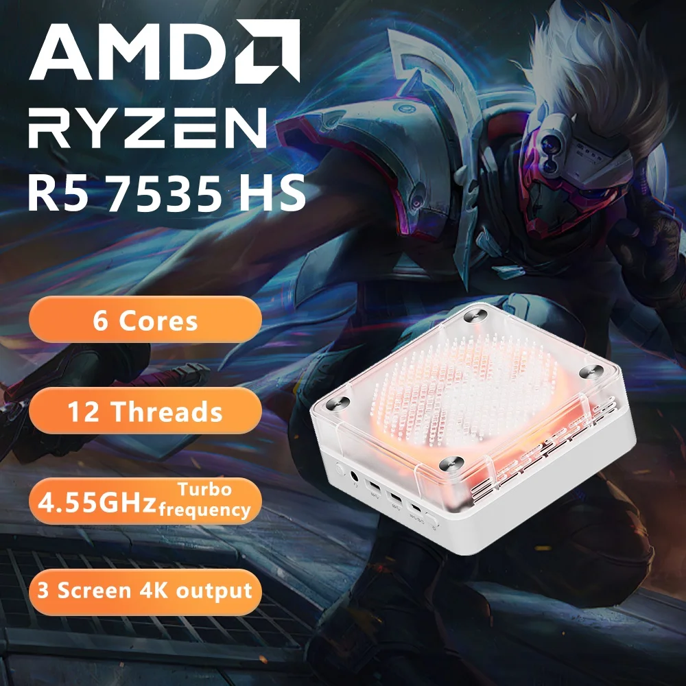 GenMachine AMD Ryzen 7535HS 7535U 7735HS 7735U Windows 11 Ryzen MINI PC WIFI6 diy ordenador para juegos Mini Pc Ordenador compacto - imagen 2