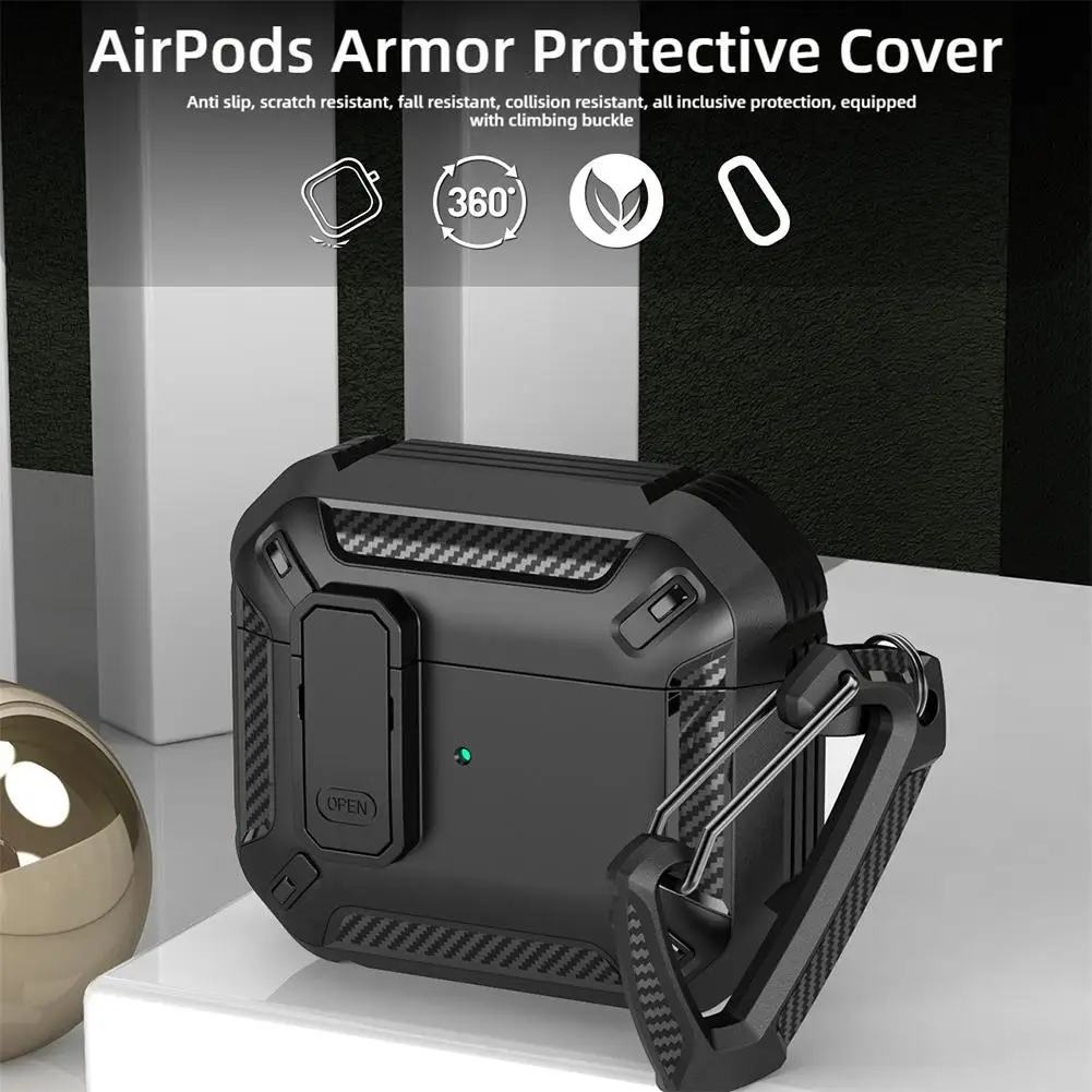 Funda protectora para Airpods 4, funda de lujo para auriculares, funda para Apple Airpods 4, Air Pods Pro, a prueba de golpes, Sleve con gancho - imagen 2
