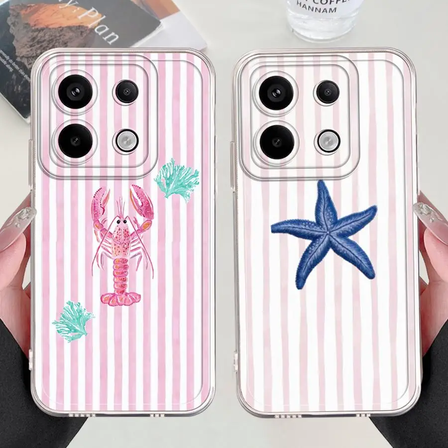 Funda de teléfono para Xiaomi Redmi 9A 13C A5 10C 12C 14C A3x A1 A2+ 9C animales marinos suaves y transparentes