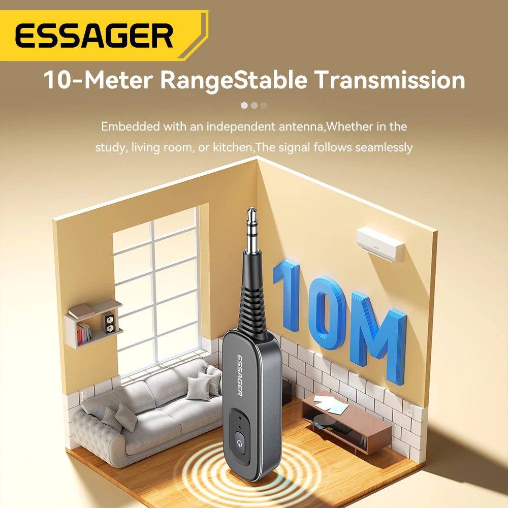 Essager Adaptador Bluetooth 5.1 Receptor Transmisor 3.5mm 2 en 1 - imagen 2