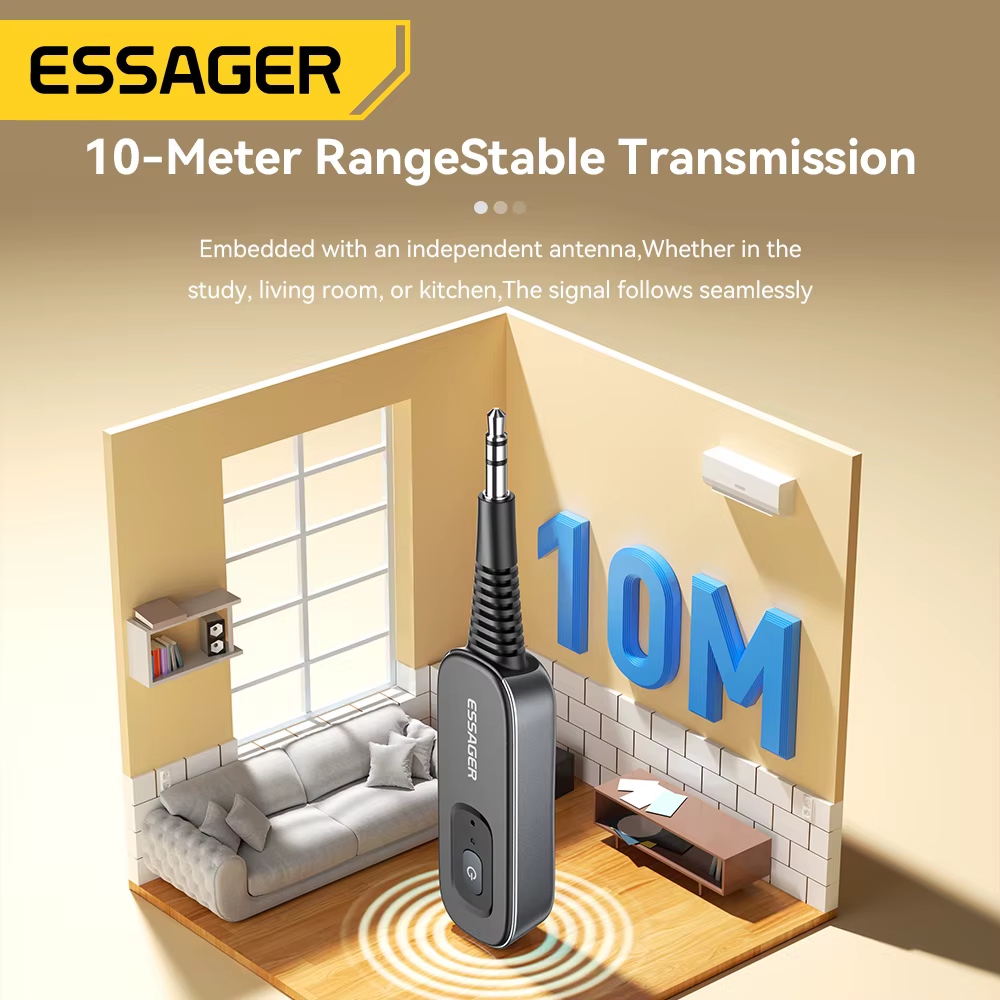 Essager Adaptador Bluetooth 5.1 Receptor Transmisor 3.5mm 2 en 1 - imagen 2