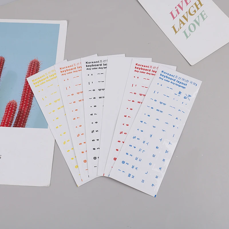 1PC Wear-resistant Transparent Self-adhesive Keyboard Stickers Letter Korean Replacement For Laptop PC Наклейки На Клавиатуру