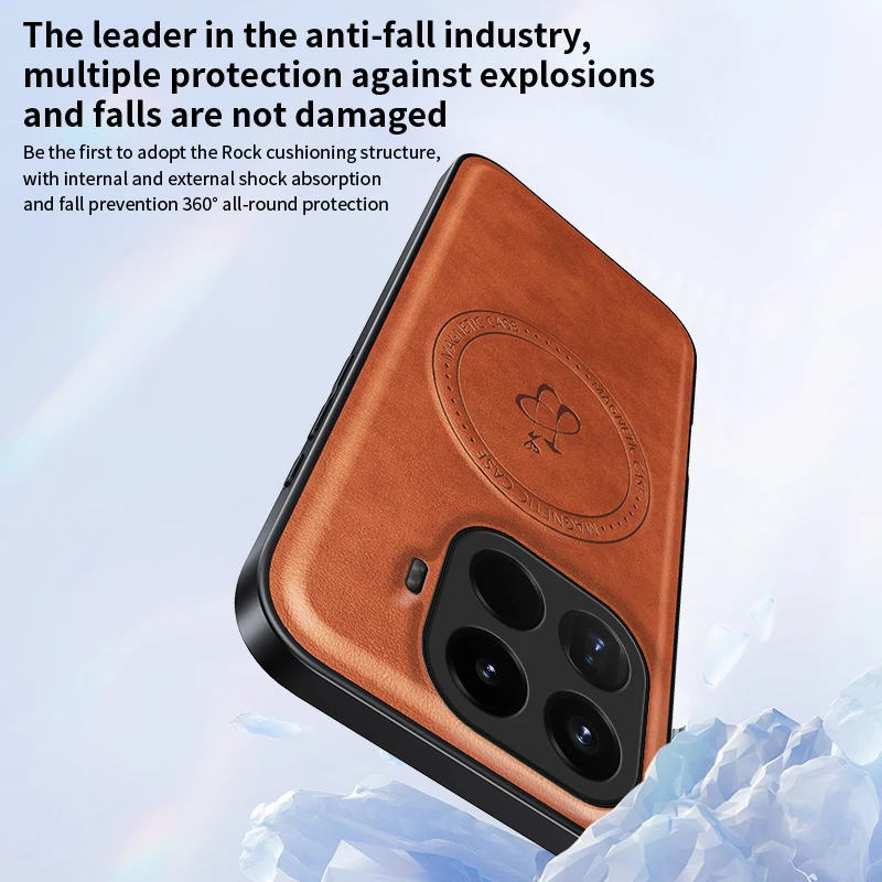 Funda de cuero con soporte para Xiaomi Mi 15T Pro 15T, funda con soporte magnético, Protector completo de cámara con carga Mag-safe, Fundas suaves para teléfono - imagen 5