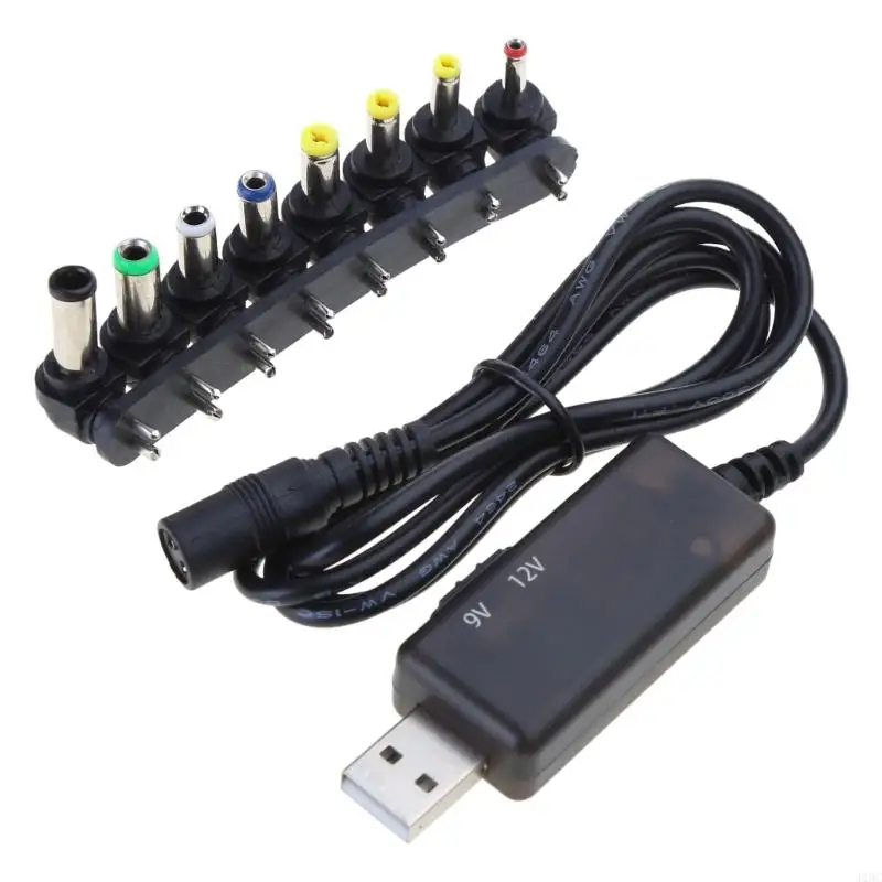 J1HC USB a DC5.5x2.5 Conectores orificio redondo Cable Convertidor USB5V DC9/12V Cable refuerzo - imagen 2
