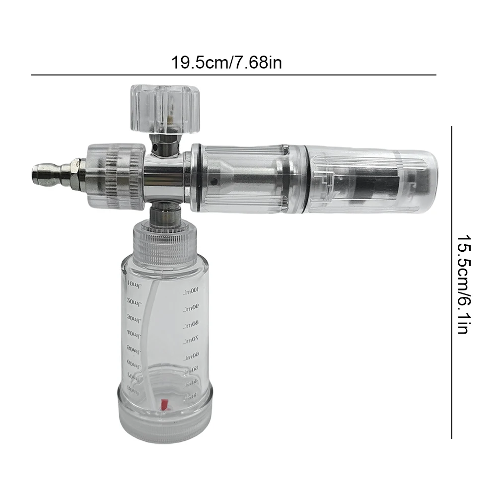 Botella pulverizadora de espuma de jabón de 100ml, pistola de lavado a presión ajustable de 4500PSI con conector rápido de 1/4 pulgadas, accesorios de lavado de coches - imagen 5