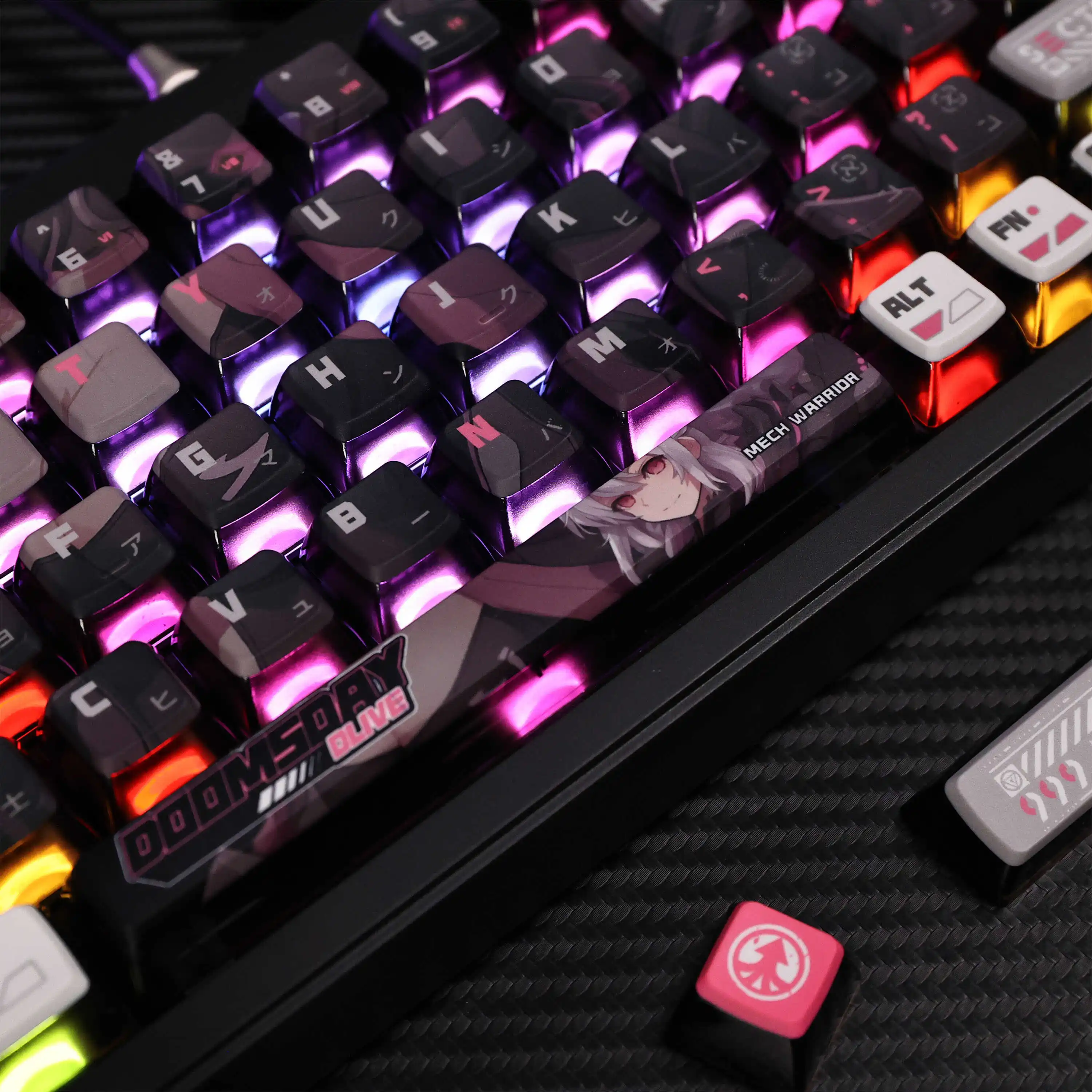 Teclas de Anime Dlive de 117 teclas, teclas de perfil ASA, teclas retroiluminadas PBT Dye-Sub, teclas de dibujos animados para teclado ANSI 61 68 87 104 108 - imagen 3