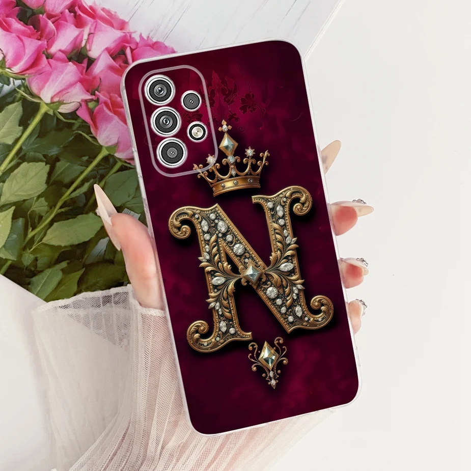 Para Samsung Galaxy A53 funda SM-A536B Linda corona letras Funda de silicona suave para teléfono Samsung A23 A33 A53 A73 5G Funda bolsas - imagen 5