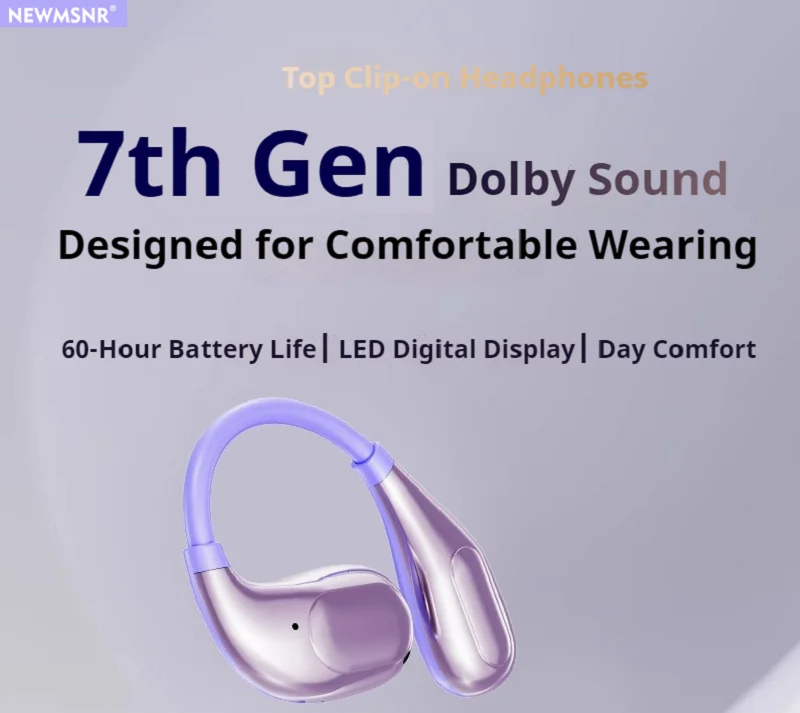 Auriculares con Clip de oreja abierta LED Bluetooth 5,4, auriculares con sonido HIFI, auriculares inalámbricos con Control táctil, reducción de ruido en micrófono HD - imagen 5