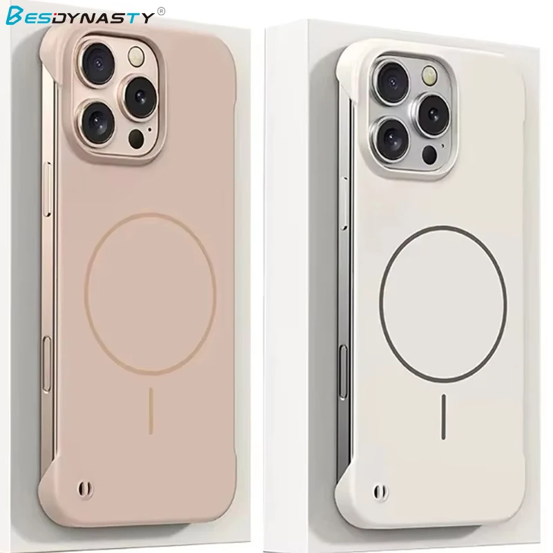 Fundas de teléfono sin marco mate de PC dura ultrafina para iPhone 17 AIR 16 15 14 13 12 Pro Max para Magsafe funda magnética a prueba de golpes - imagen 2