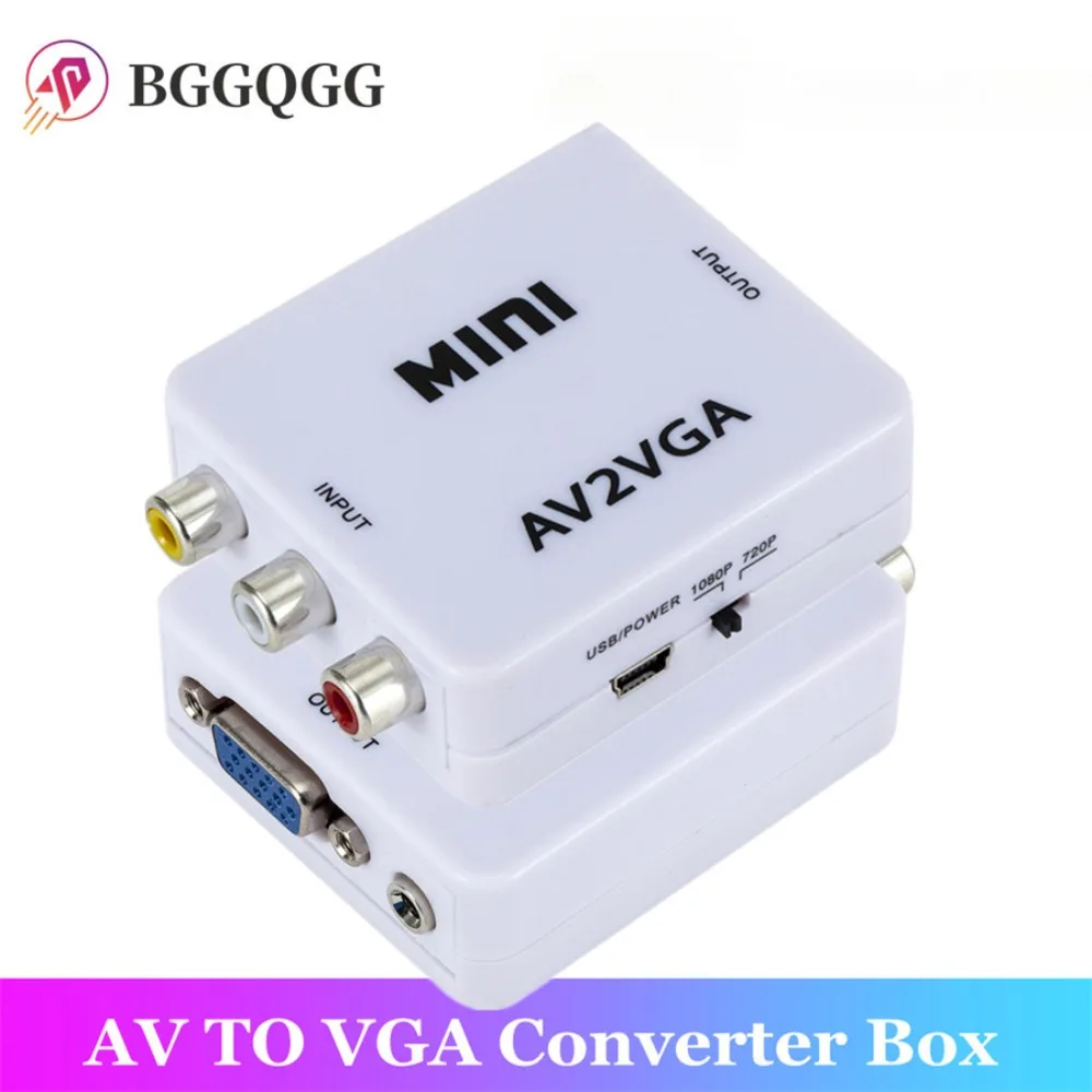 Convertidor Vídeo RCA AV VGA 1080P Mini Audio 3.5mm AV2VGA CVBS PC HDTV - Vista principal del producto