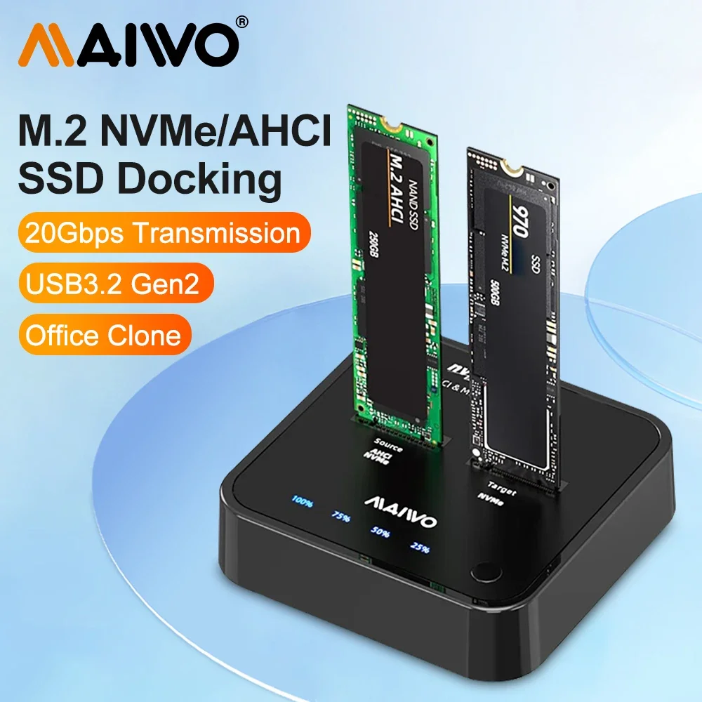 MAIWO M2 NVMe SSD Enclosure Adapter Mobile Case Supports NVMe/AHCI Case 20Gbps To NVMe PCIe External Enclosure with Office Clone - imagen 2
