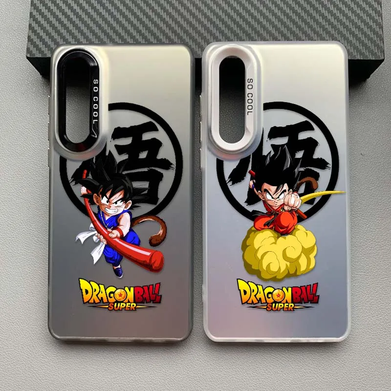 D-Dragon Ball tarjetas Son Goku para Samsung Galaxy A73 A71 A56 A54 A53 A52 A51 A35 funda de teléfono plateada colorida