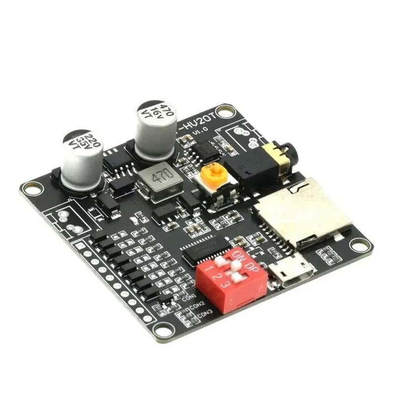5 uds DY-HV20T HV20T 12V/24V 10W/20W módulo de reproducción de voz compatible con tarjeta Micro-SD reproductor de música MP3 para Arduino