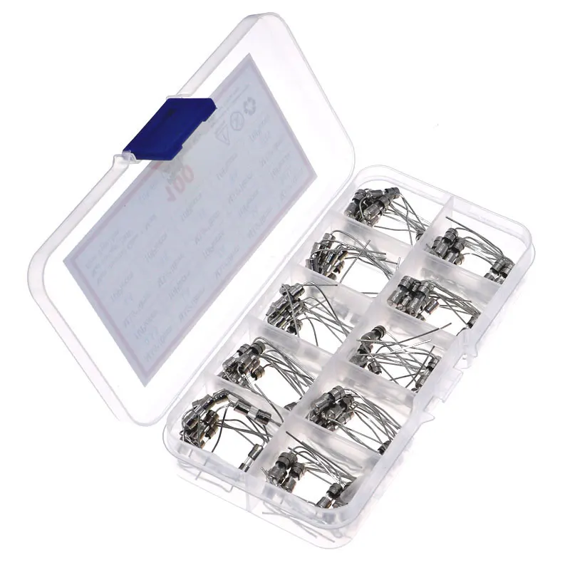 Fusible de vidrio lento Axial con doble tapa de hierro, kit mixto de alambre de plomo, 100 piezas, 10 valores, 3,6x10mm, 250V, 0,5a, 1A, 2A, 3A, 3,15a, 4A, 5A, 6,3a, 8A10A - imagen 3