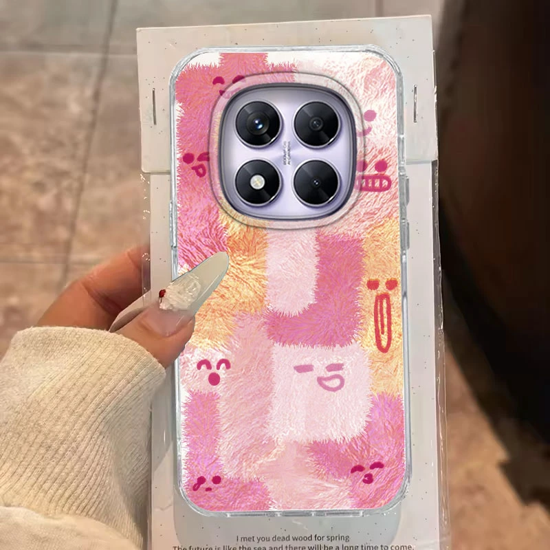 Funda para Redmi Note 14 Pro Plus 13 Pro 14S 14C 13C A3 Xiaomi 14T 13T Pro funda de teléfono patrón de rejilla rosa para bolsas traseras Redmi A5 - imagen 5