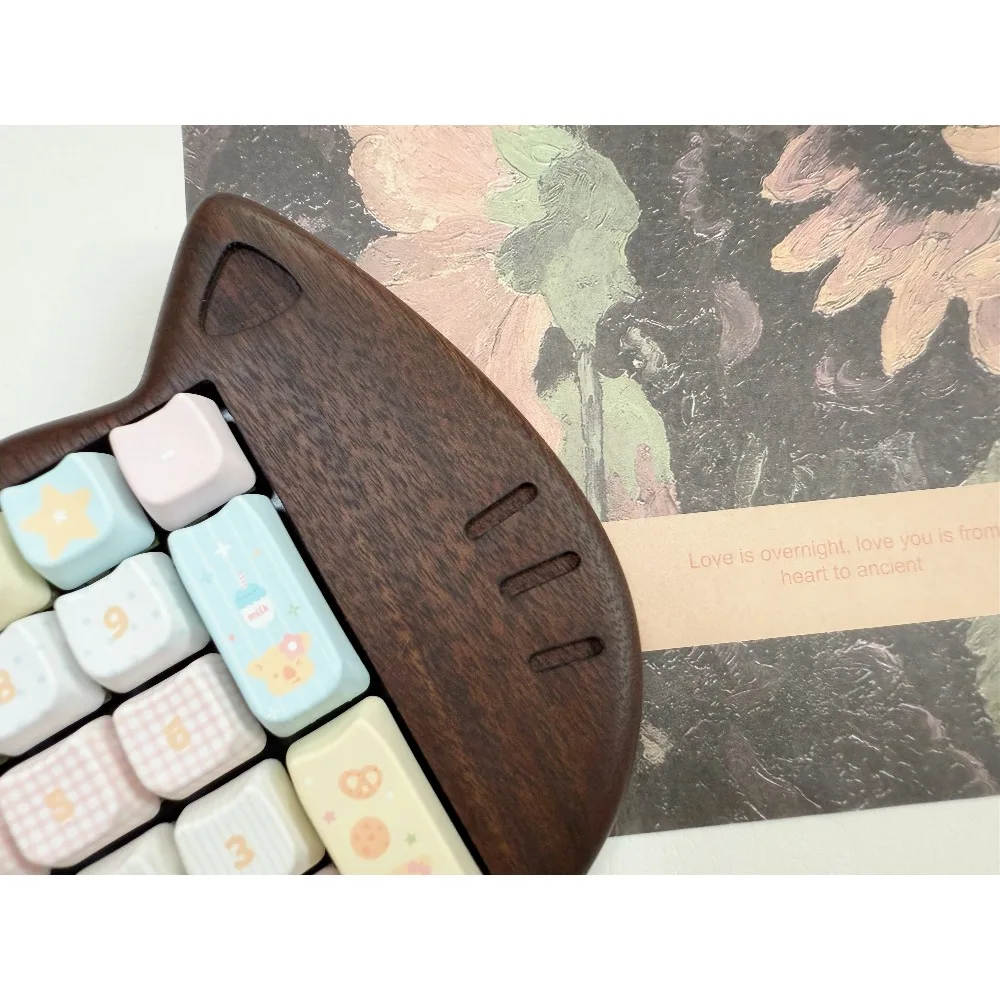 Kit de teclado mecánico Mini Cat de nogal negro, almohadilla numérica personalizada, intercambio en caliente, teclado de juego Bluetooth con cable de modo Dual, 17 teclas - imagen 4