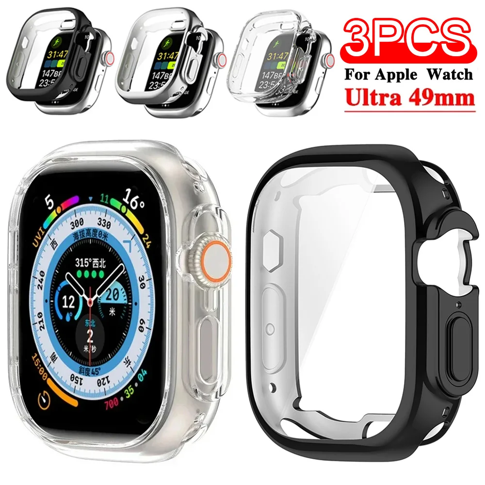 Funda completa para Apple Watch Ultra 3 2 49mm cubierta negra transparente Flexible antiarañazos para iwatch ultra 1 Protector de pantalla