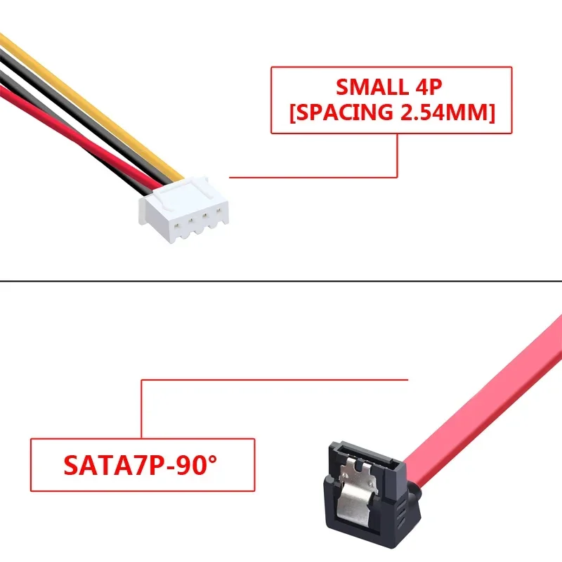 Fuente de alimentación de 90 grados, 7 + 15 22 pines, 2,54mm, 4 pines, SATA, unidad de disco duro integrada, Cable corto de datos para ordenador HTPC HIN MINI ITX - imagen 5
