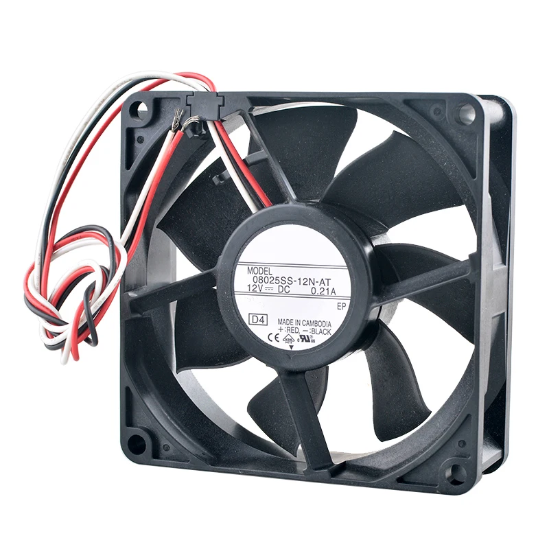 08025SS-12N-AT Ventilador de flujo axial 8 cm x 80 mm 80 x 80 x 25 mm DC12V 0.21A Ventilador de enfriamiento de 3 pines para fuente de alimentación de interruptor - imagen 4