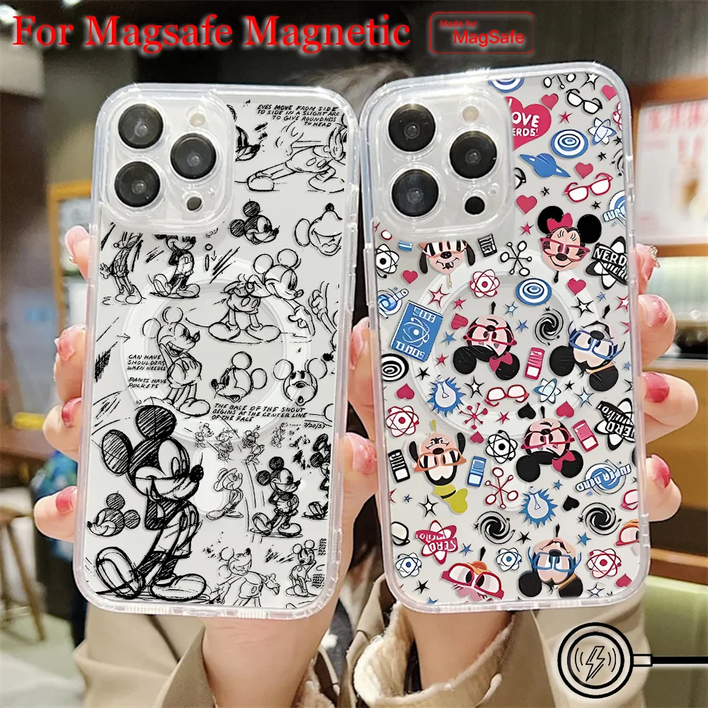 Funda de teléfono magnética Graffiti Mickey Magsafe para Samsung Galaxy S25 S24 S23 S22 S21 S20 FE Plus Ultra 5G cubierta transparente de TPU - imagen 2