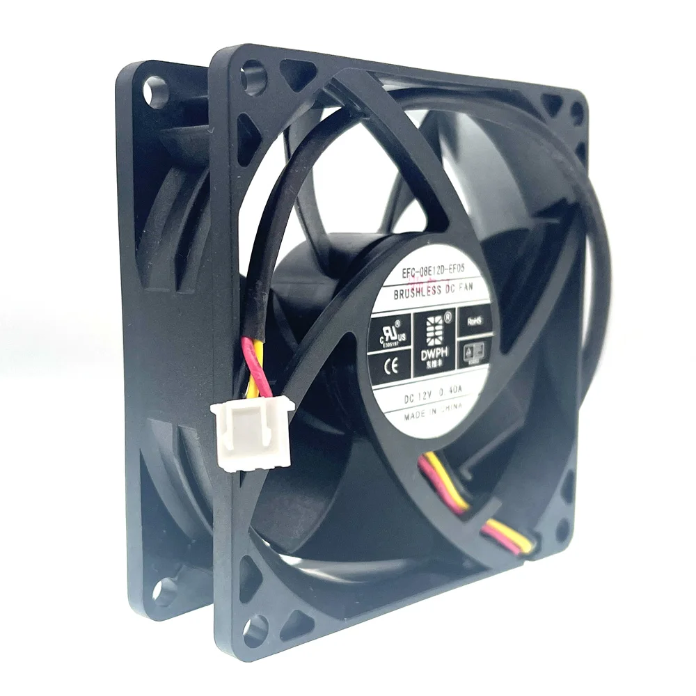 DWPH EFC-08E12D-EF05 Ventilador DC 12V 80x25mm, 3 cables, rodamientos