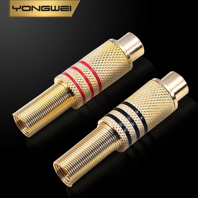 YONGWEI-reproductor de vídeo hembra RCA soldado chapado en oro, adaptador de piezas DIY, conector de audio AV, enchufe macho de resorte de metal - imagen 2