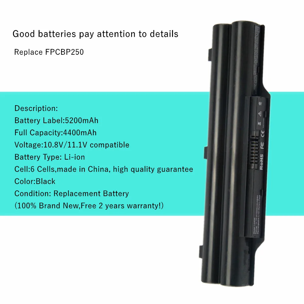 Batería del ordenador portátil para Fujitsu LifeBook A530 A531 AH530 AH531 BH531 LH52/C CP 477891 -01 FPCBP250 FPCBP274 LH520 LH530 LH531 LH701 - imagen 4