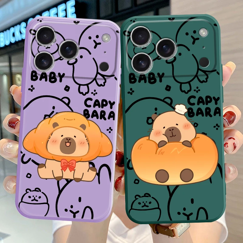 Funda de pan de pareja de dibujos animados para Apple iPhone 11 12 13 Pro Max 16 14 15 Plus XR XS 7 8 16e 17 Air Soft Cover - imagen 2