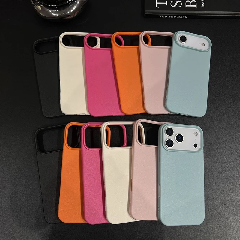 Funda de teléfono con estampado de Litchi de Color caramelo, sensación de alta moda, para iPhone 17 Pro Max 17Pro, funda a prueba de golpes para iPhone Air Fundas - imagen 3