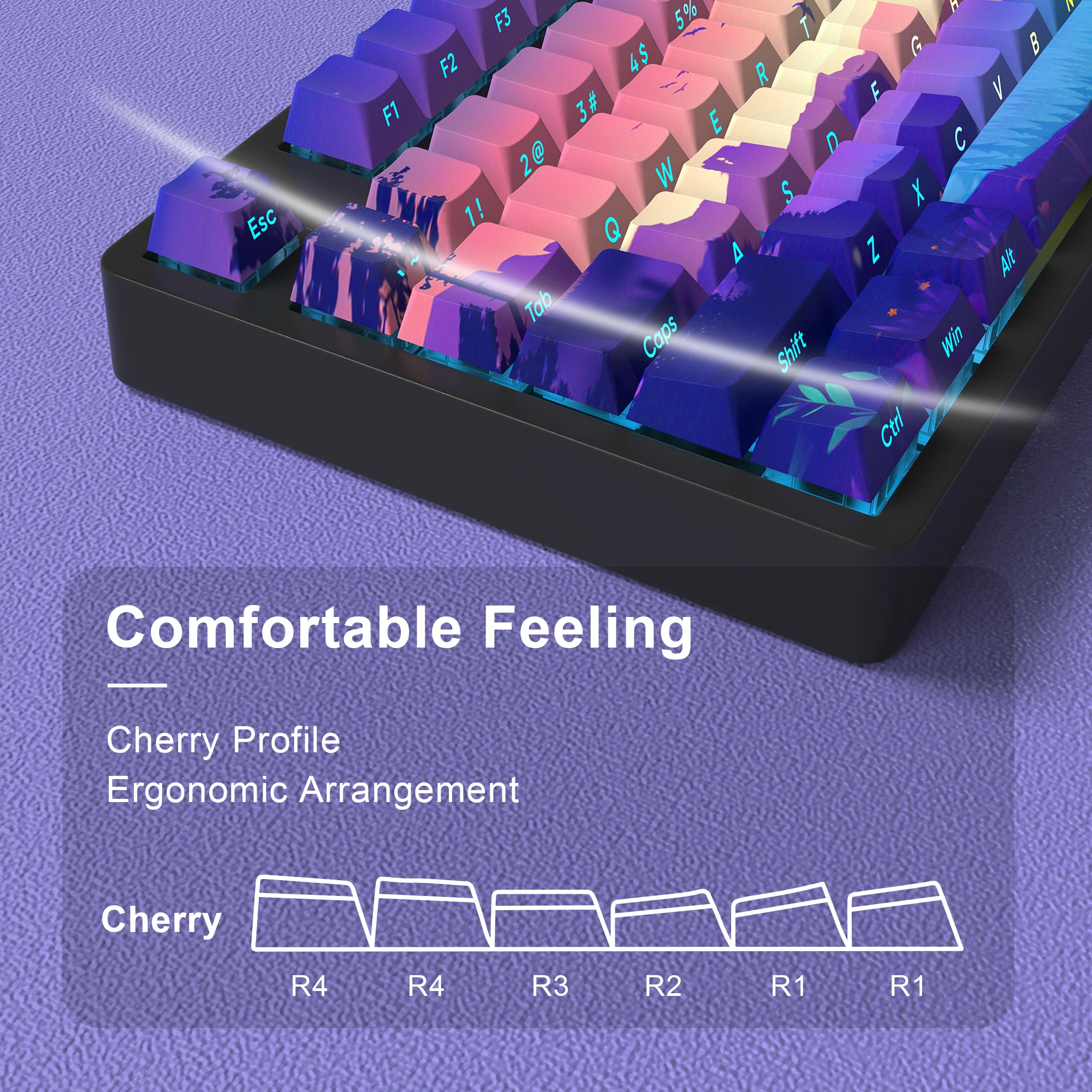 Teclas de doble disparo con perfil de cereza, teclas retroiluminadas GMK67 laterales para/68/75/TKL87/980/104, teclas mecánicas para juegos - imagen 3