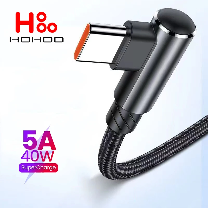 5A Cable USB C carga rápida PD 3.0 90 grados Cable USB adecuado para Xiaomi 14 13 12 11 10 pro redmi k60 50 40 pro Huawei p70 40 pro mate 60 50 40 pro poco x3 pro realme GT oneplus línea de carga rápida móvil