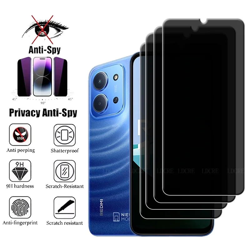 4 Uds para Xiaomi Redmi 15C Protector de pantalla de cristal Redmi 15C Protector de teléfono 9H cubierta de privacidad vidrio templado antiespía Redmi 15C