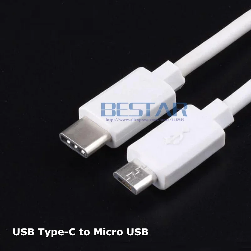 Blanco y negro 100cm 1M Micro USB macho a USB 3,1 tipo c tipo C USB-C macho carga datos Cable de 4 pines para android Huawei