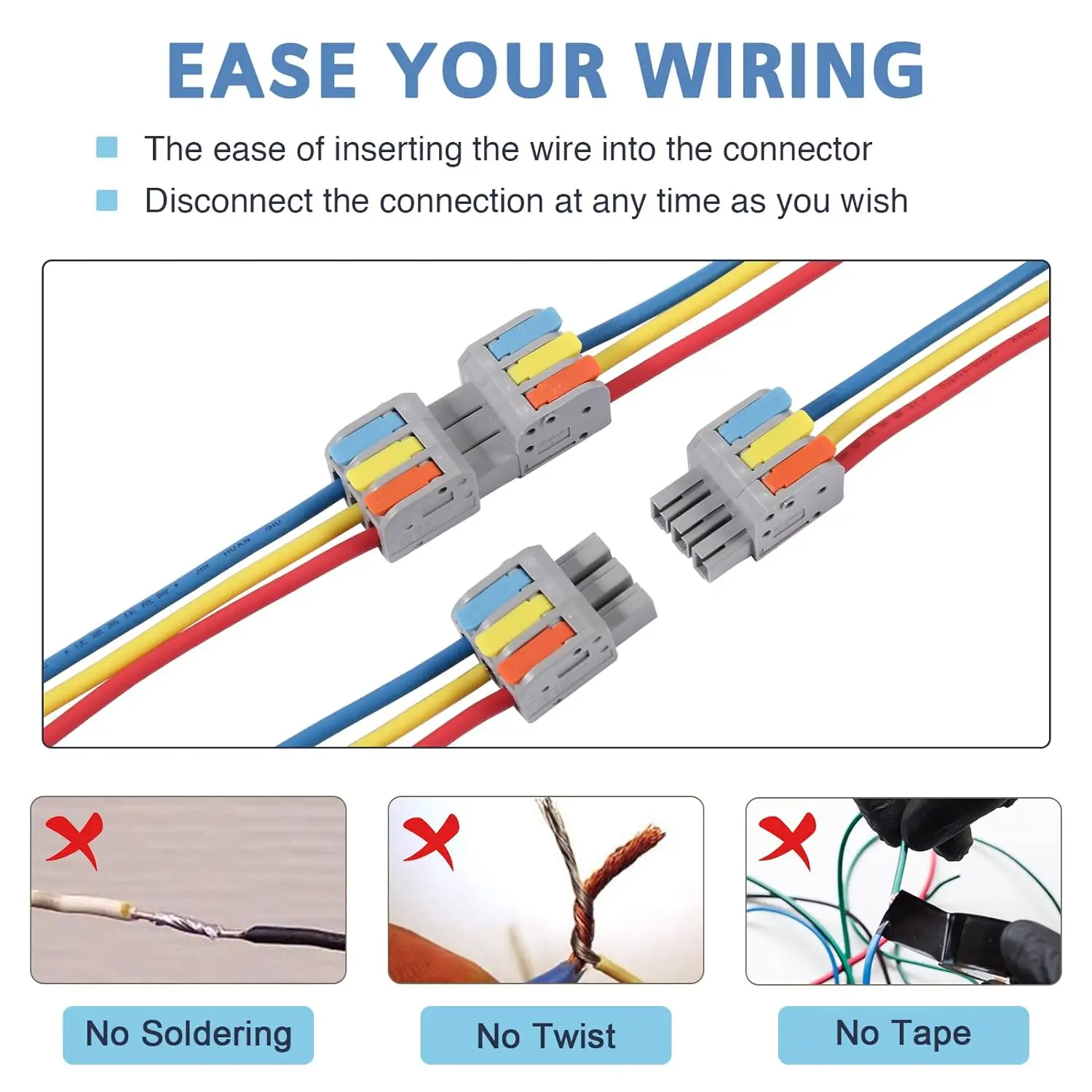 5 uds conectores de cable de palanca protección manual 4/5 conductores conectores eléctricos para cables AWG 24-12, conectores de cables reutilizables