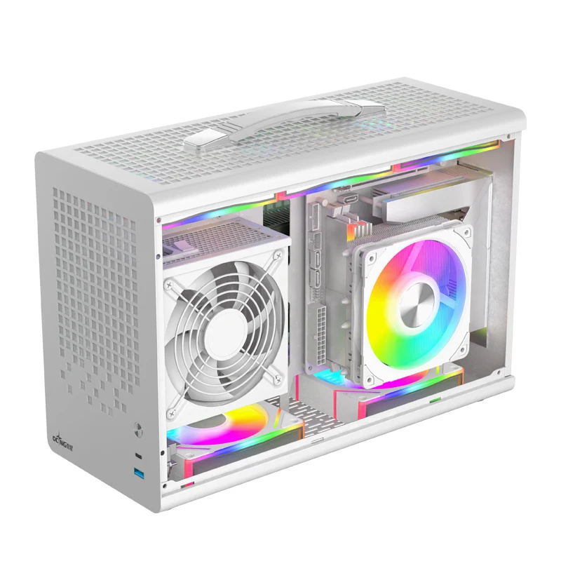 WeiJie PRO ITX Caja de computadora compatible con fuente de alimentación SFX/placa base ITX/tarjeta gráfica (L) ≤ 380 mm/funda portátil transparente lateral - imagen 4